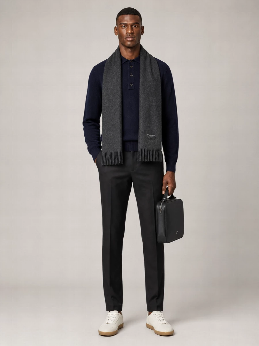 Zegna Cashmere Wool Long-Sleeve Polo Jumper