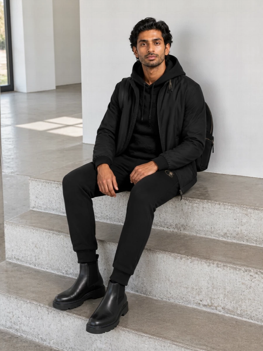 Burberry mens black hoodie joggers chelsea boots