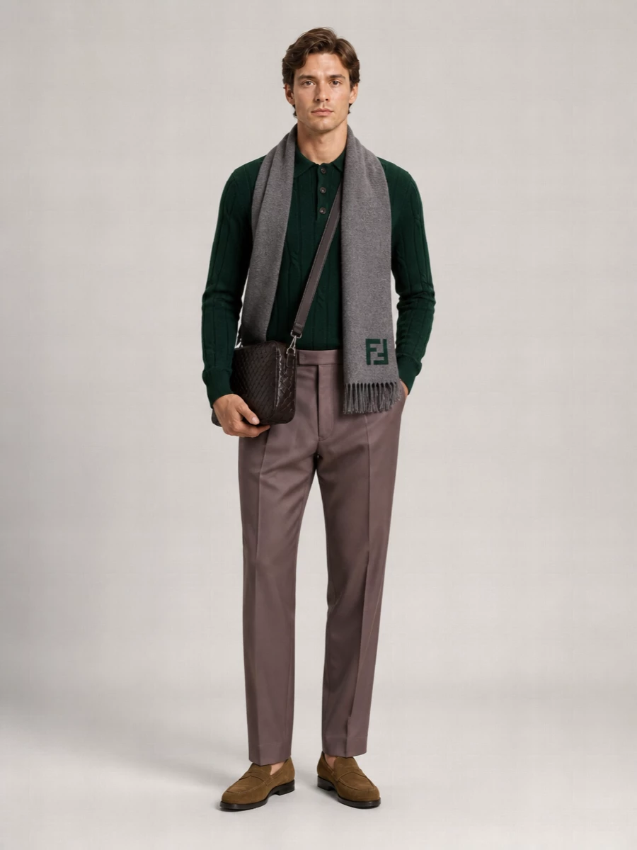 Zanone Braided Knit Wool Polo Shirt