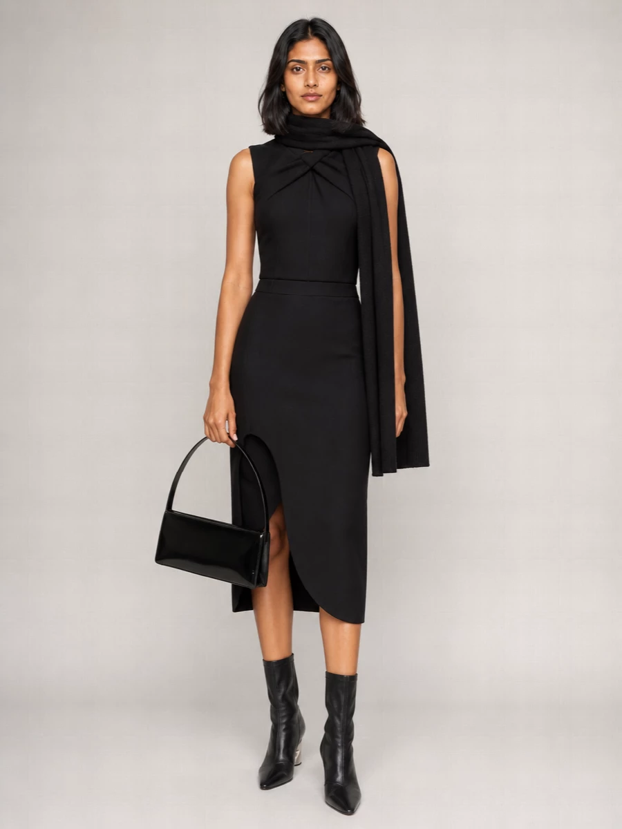 Jil Sander Virgin Wool High-Rise Asymmetric Front-Slit Pencil Skirt