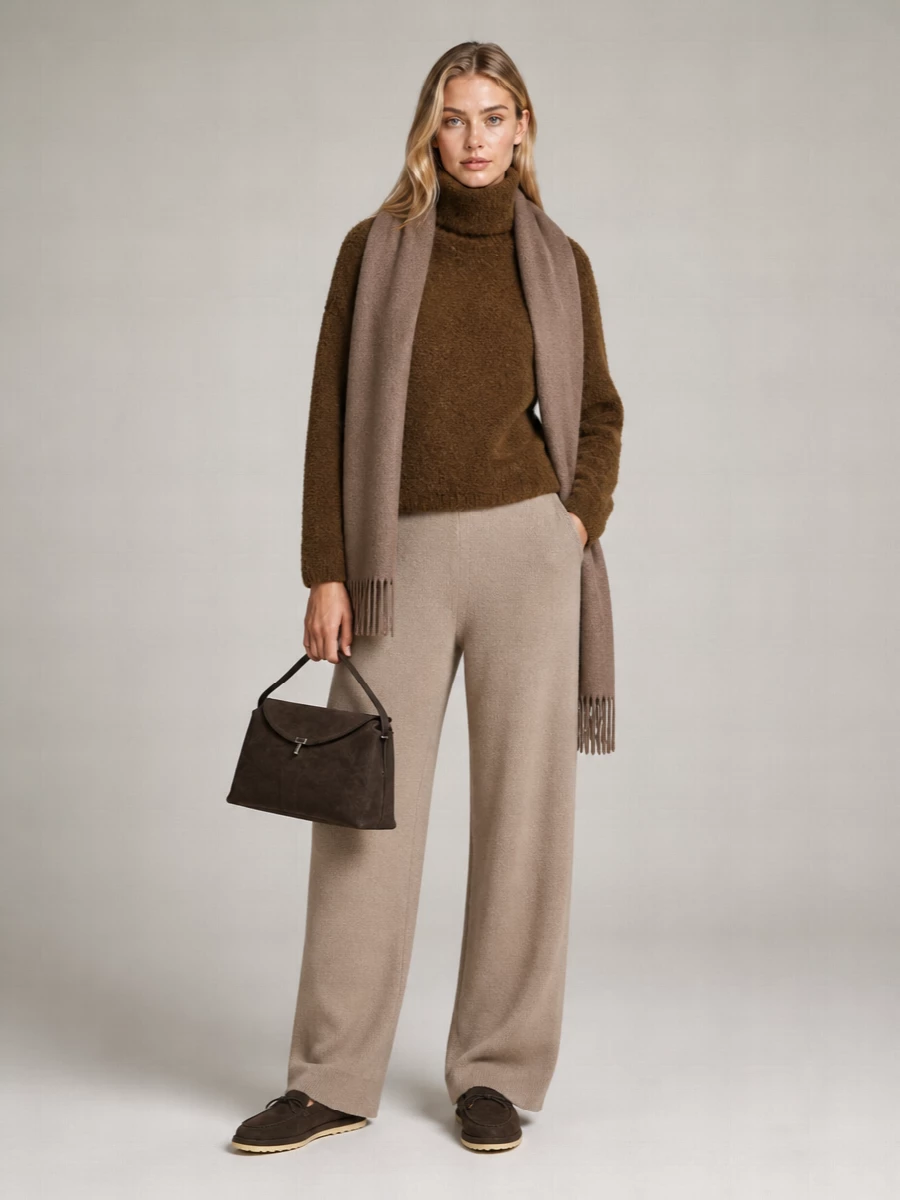 Totême Bouclé Alpaca Wool Turtleneck Sweater