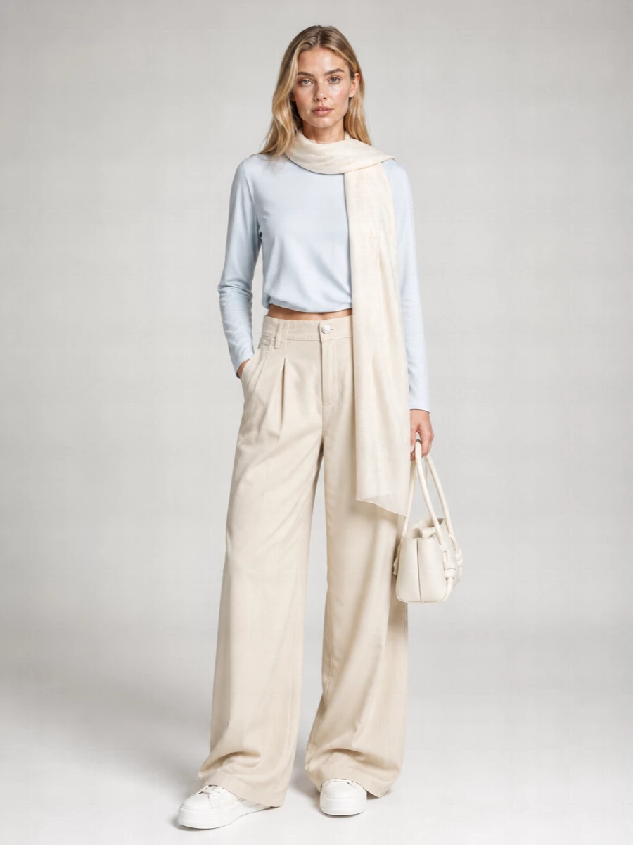 Max Mara Silk Wool Cotton Fringed Stole