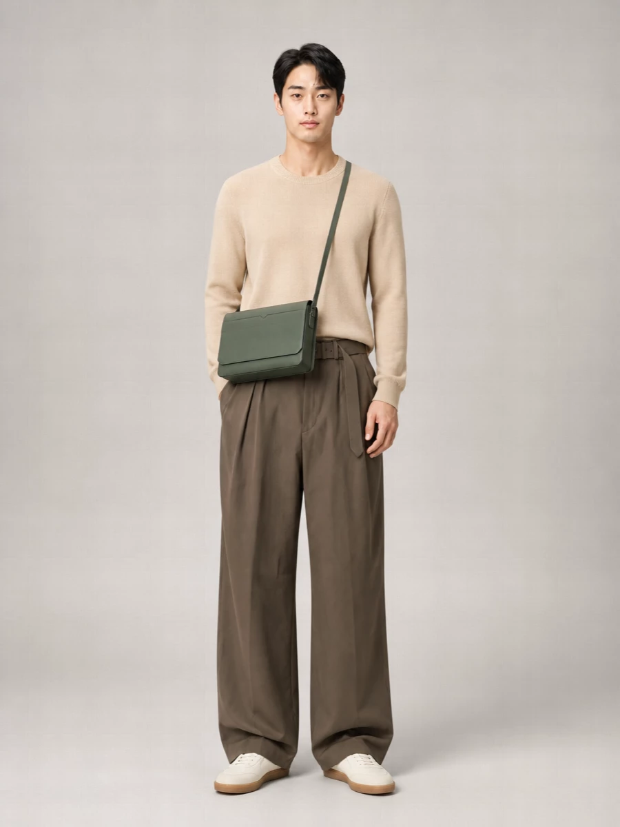 Valextra Leather Messenger Bag
