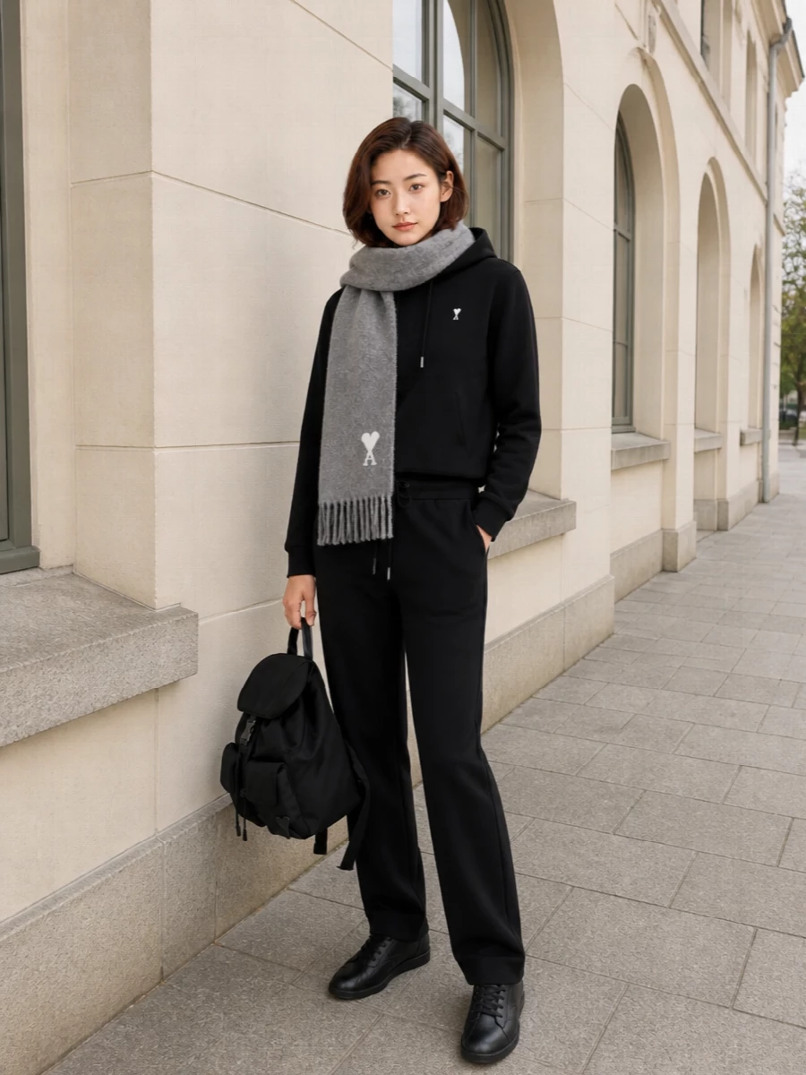 Ami paris black hoodie lounge pants sneakers