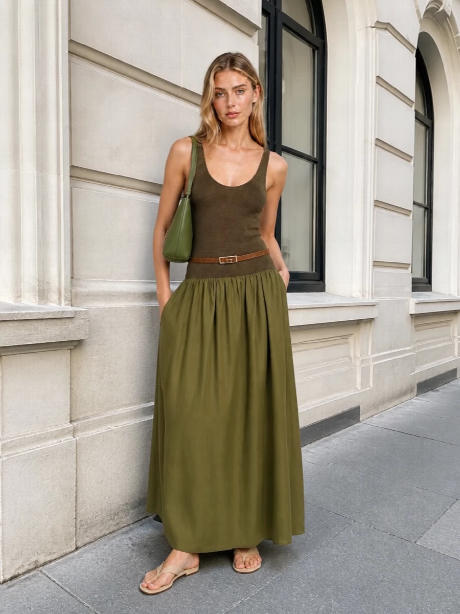 Frankie shop olive dress minimalist flat sandals