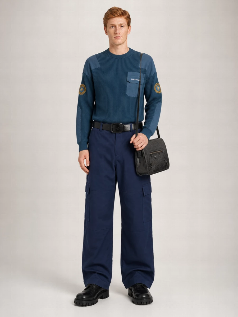 Balenciaga cotton mid-rise wide-leg cargo trousers
