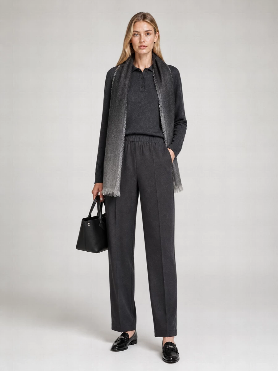 Lisa Yang Cotton Cashmere Ribbed Relaxed-Fit Long-Sleeve Polo Top