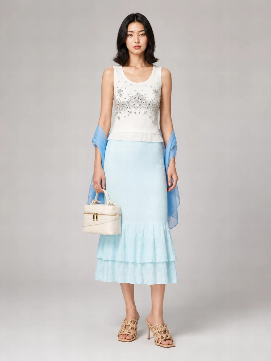 Bottega Veneta Ribbed Midi Skirt