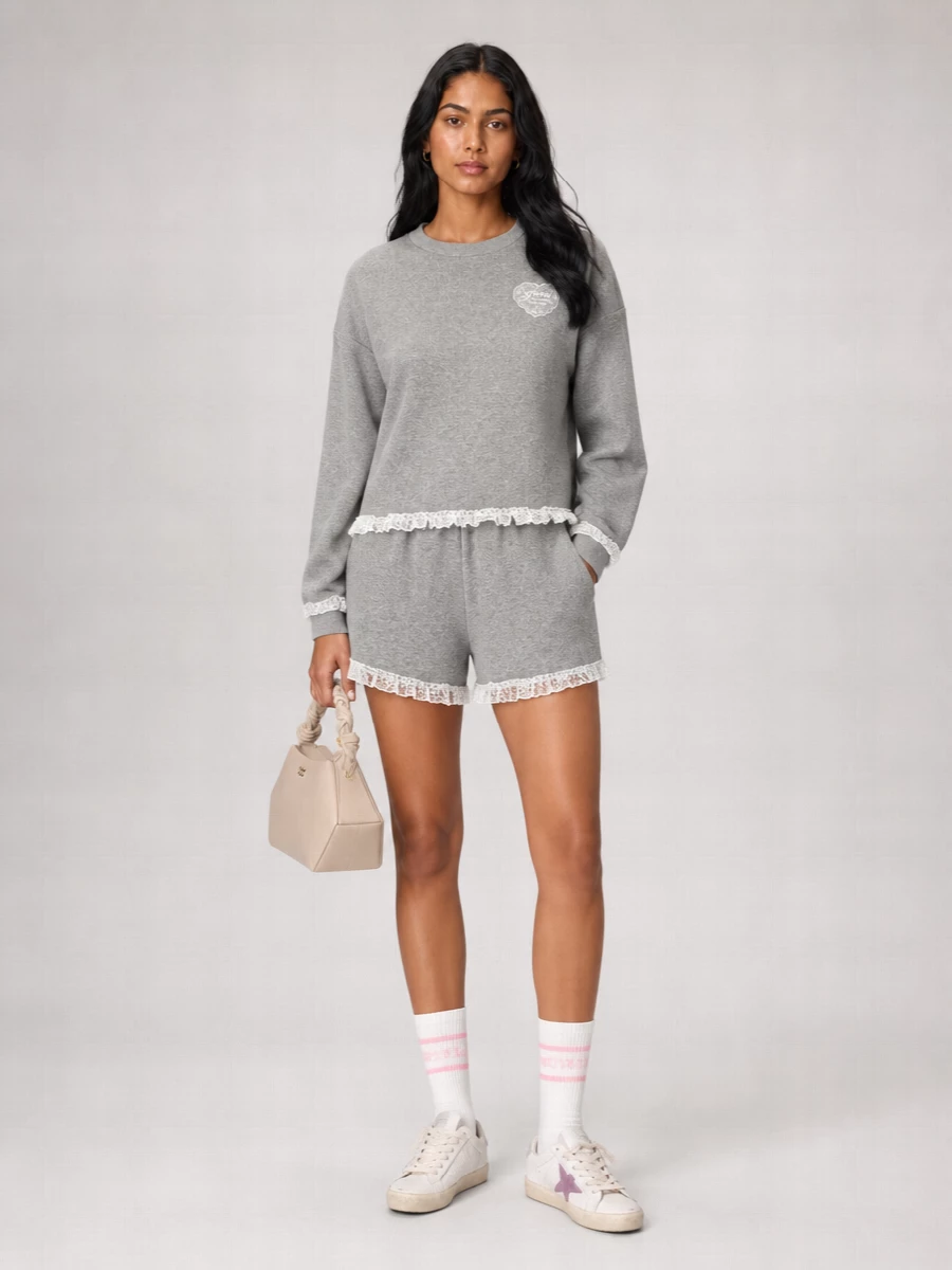 Ganni Organic Cotton Lace-Trim Relaxed-Fit Shorts