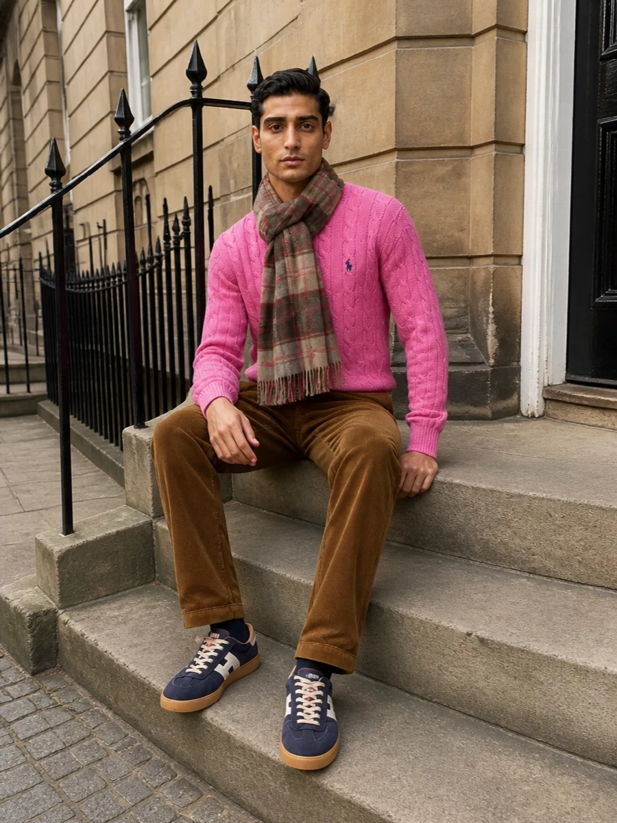 Polo ralph lauren pink cable knit corduroy pants