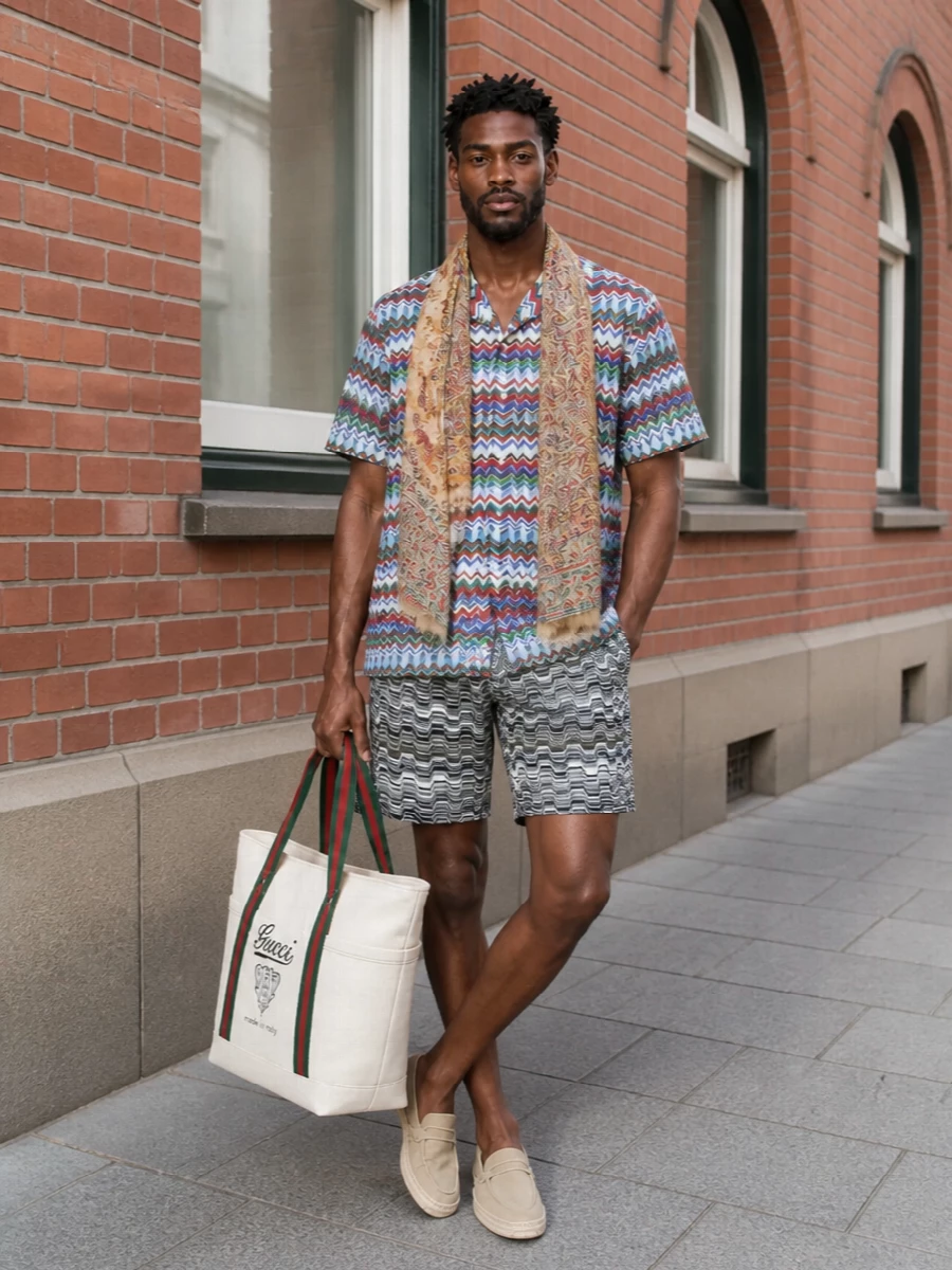 Missoni chevron shirt with tailored shorts