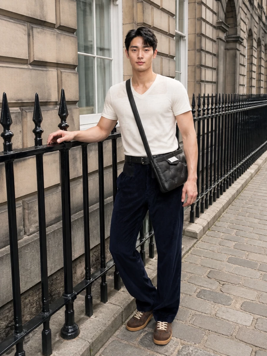 Maison margiela corduroy trousers trainers outfit