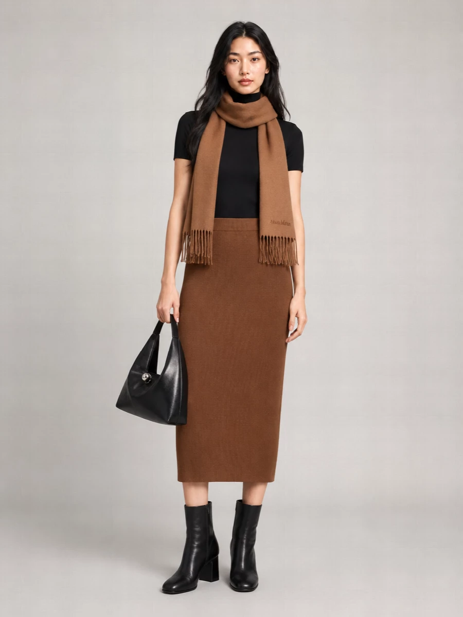 S Max Mara Wool High-Neck Short-Sleeve Sweater