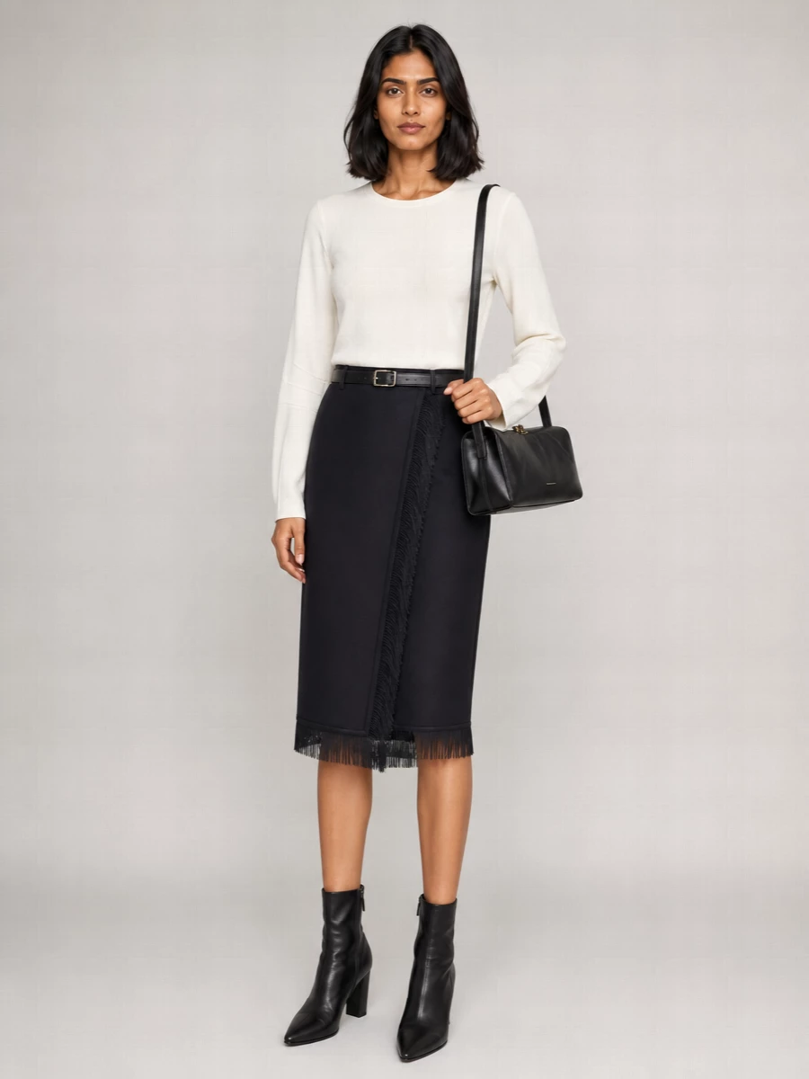 Jil Sander Fringed Midi Skirt