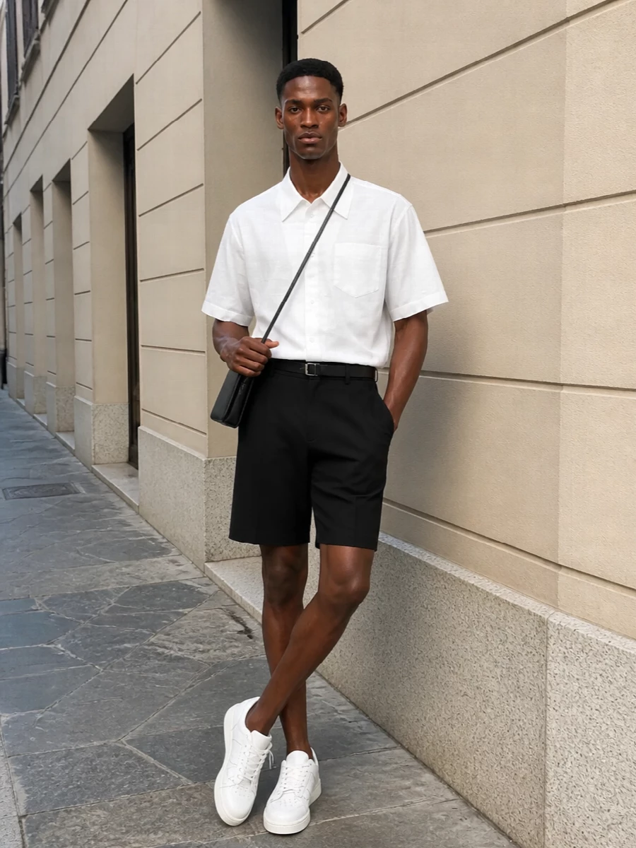 Ami paris black shorts white shirt outfit