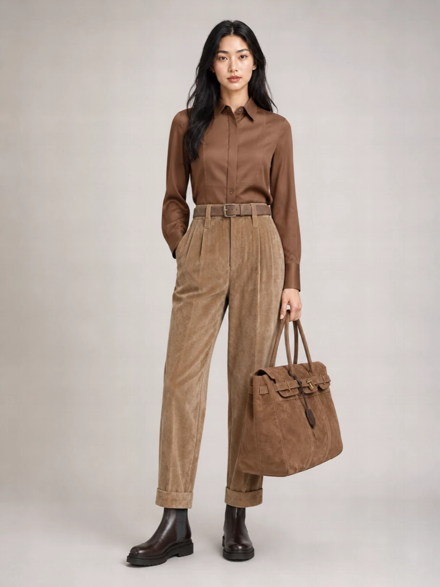Brunello Cucinelli Corduroy High-Rise Wide-Leg Tailored Trousers
