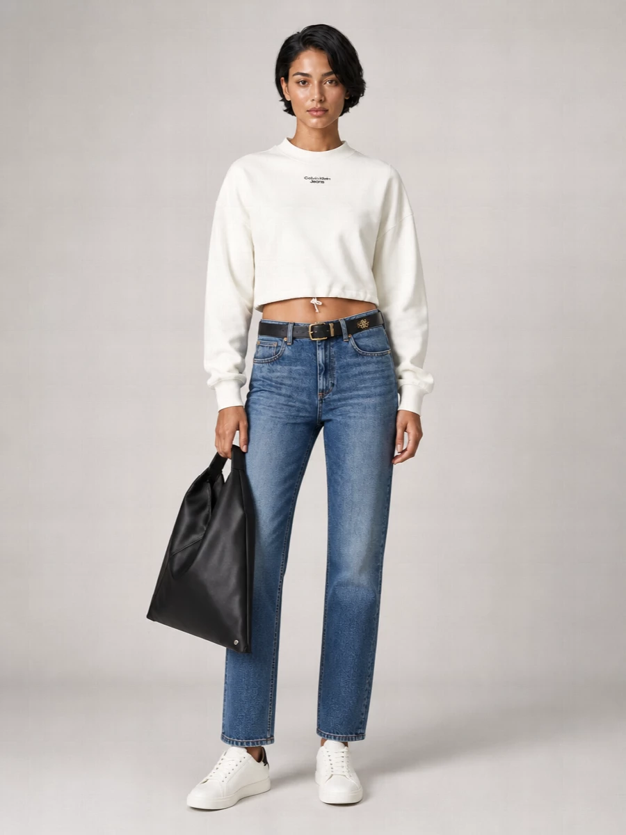Calvin Klein Cotton Cropped Sweatshirt