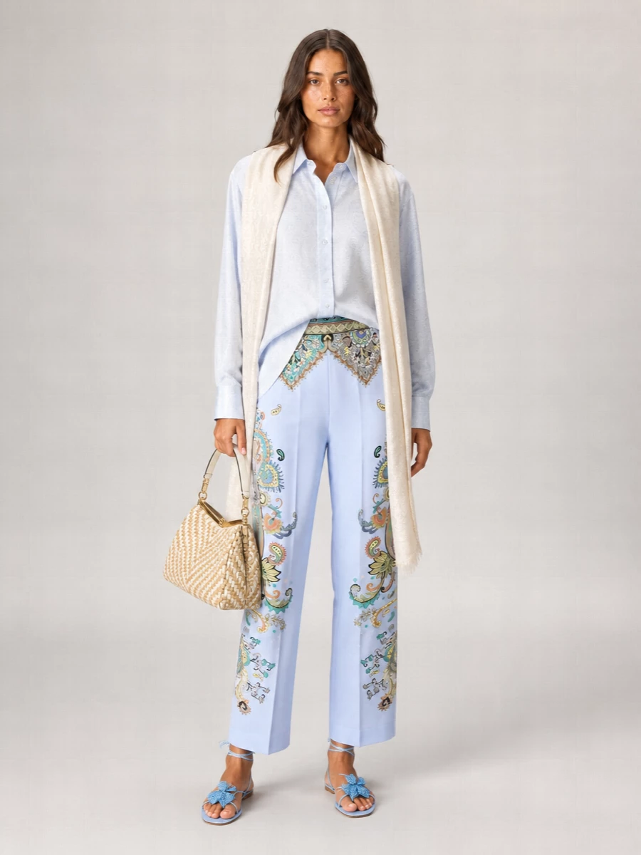 Etro Silk Straight Trousers
