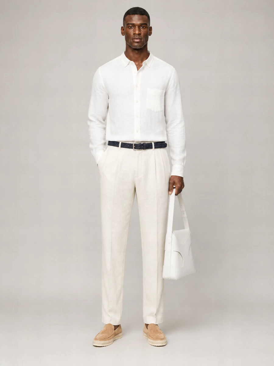 Lardini Linen-Silk Straight-Leg Trousers