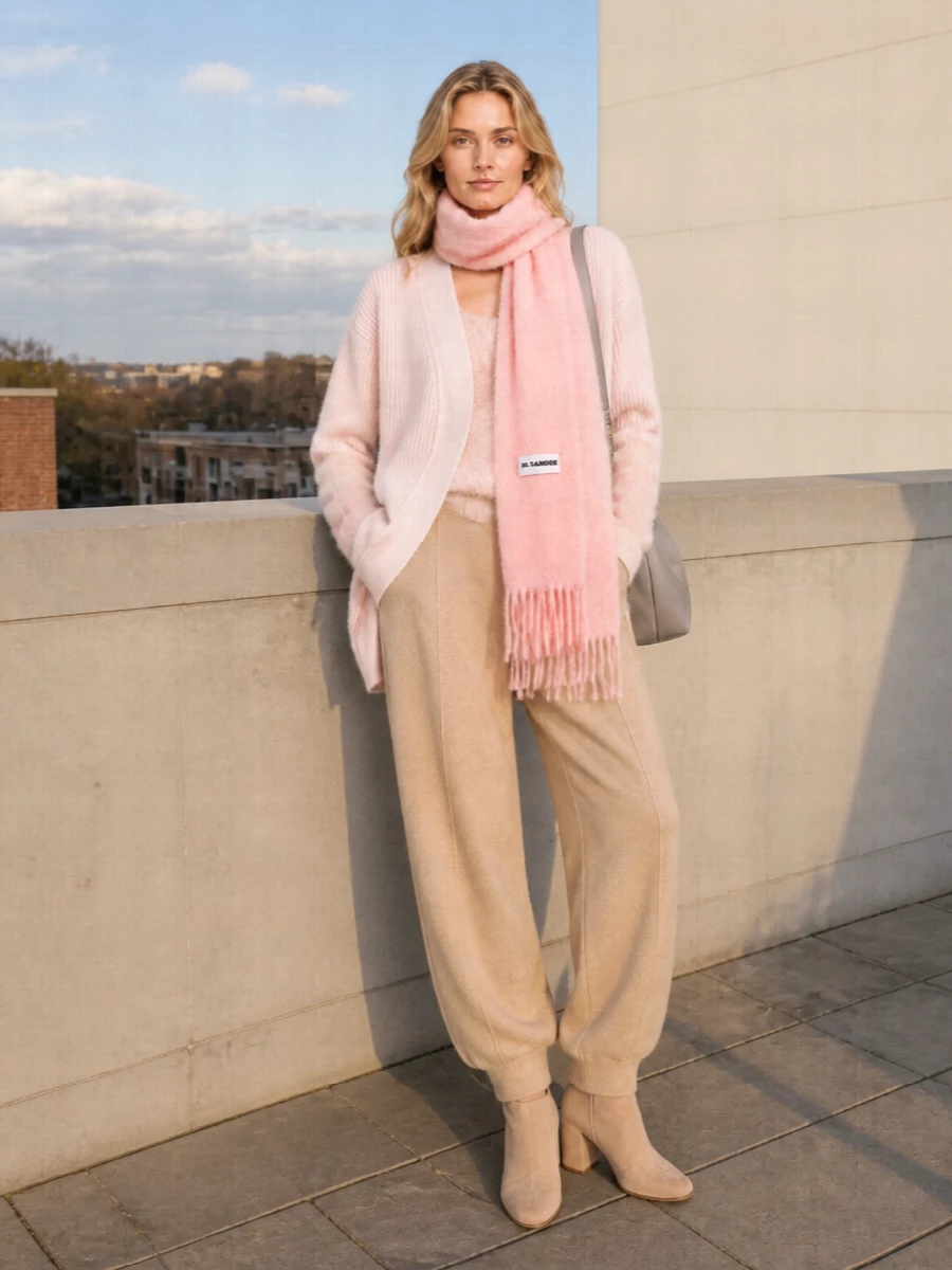 Dondup cardigan camel knit trousers ankle boots