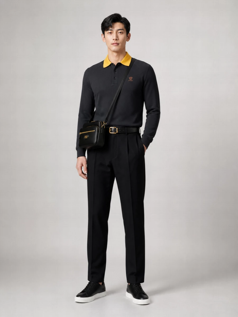 Versace Logo-Embroidered Cotton Polo Sweatshirt