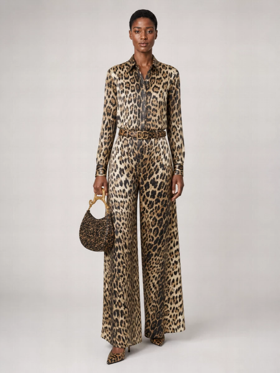 Roberto Cavalli Silk Wide-Leg Trousers