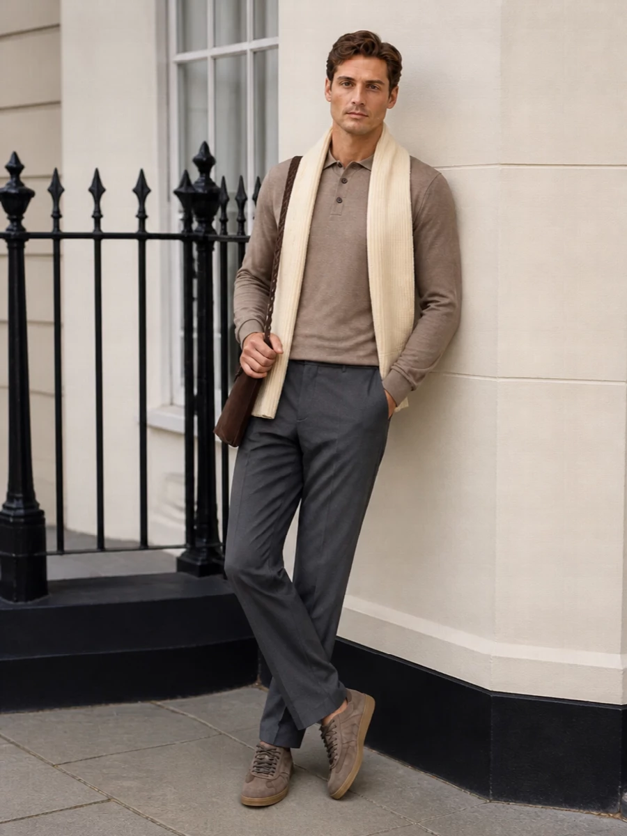 Zanone taupe polo pt torino grey trousers