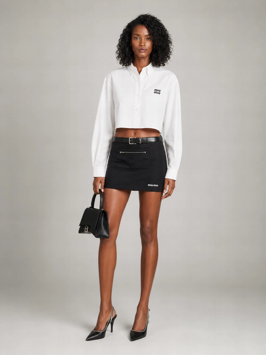 Miu Miu Padded Nylon Low-Rise Mini Skirt