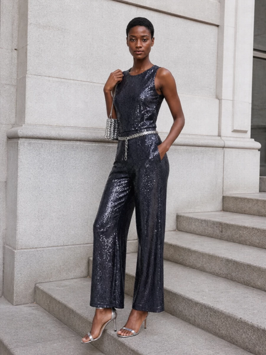 Parosh sequin wide leg pants silver prada sandals