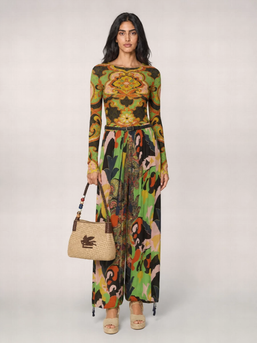 Etro Printed Wide-Leg Trousers