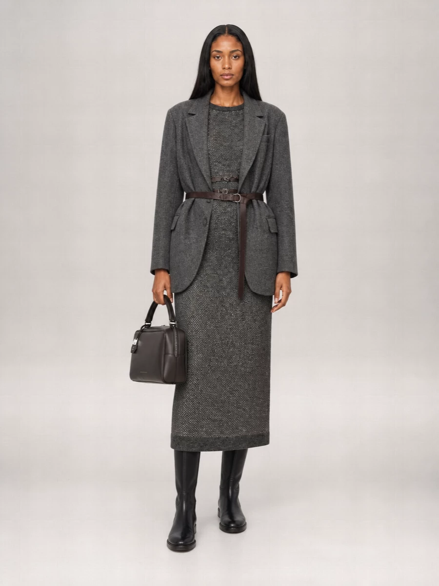 Brunello Cucinelli Virgin Wool Cashmere Single-Breasted Belted Blazer