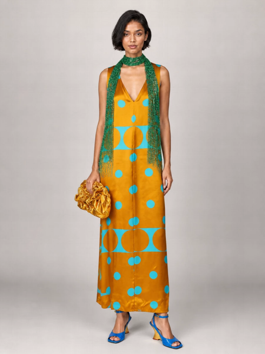 Dries Van Noten Printed Satin Maxi Dress