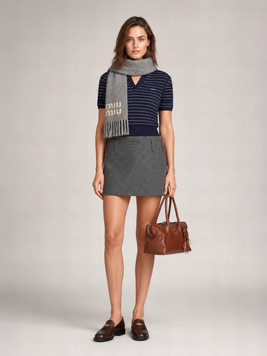 Miu Miu Cotton V-Neck Short-Sleeve Jumper