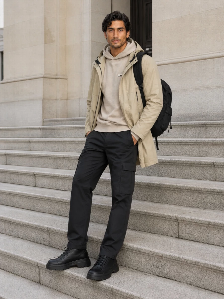 Jacquemus hoodie cp company cargo pants outfit