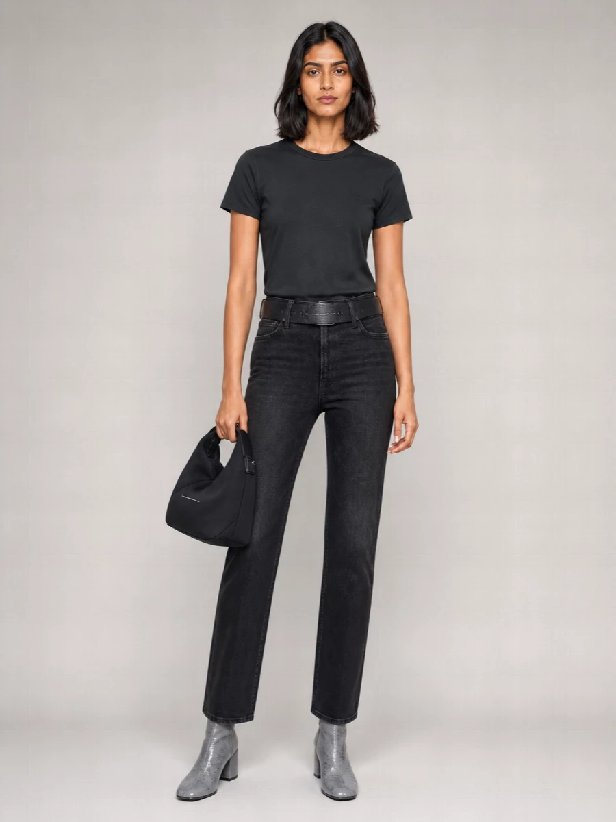 Mother High-Rise Straight-Leg Denim Trousers