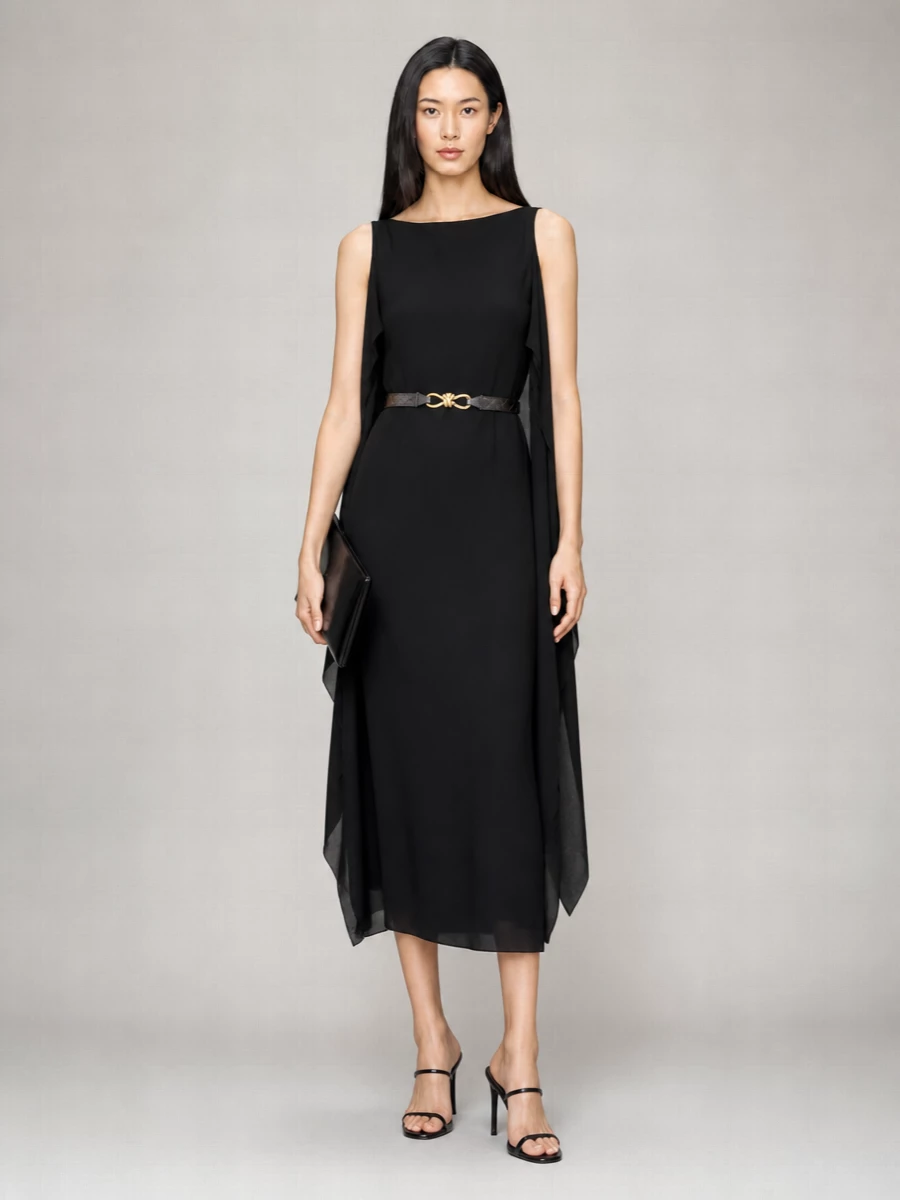 The Row Silk Paneled Midi Dress
