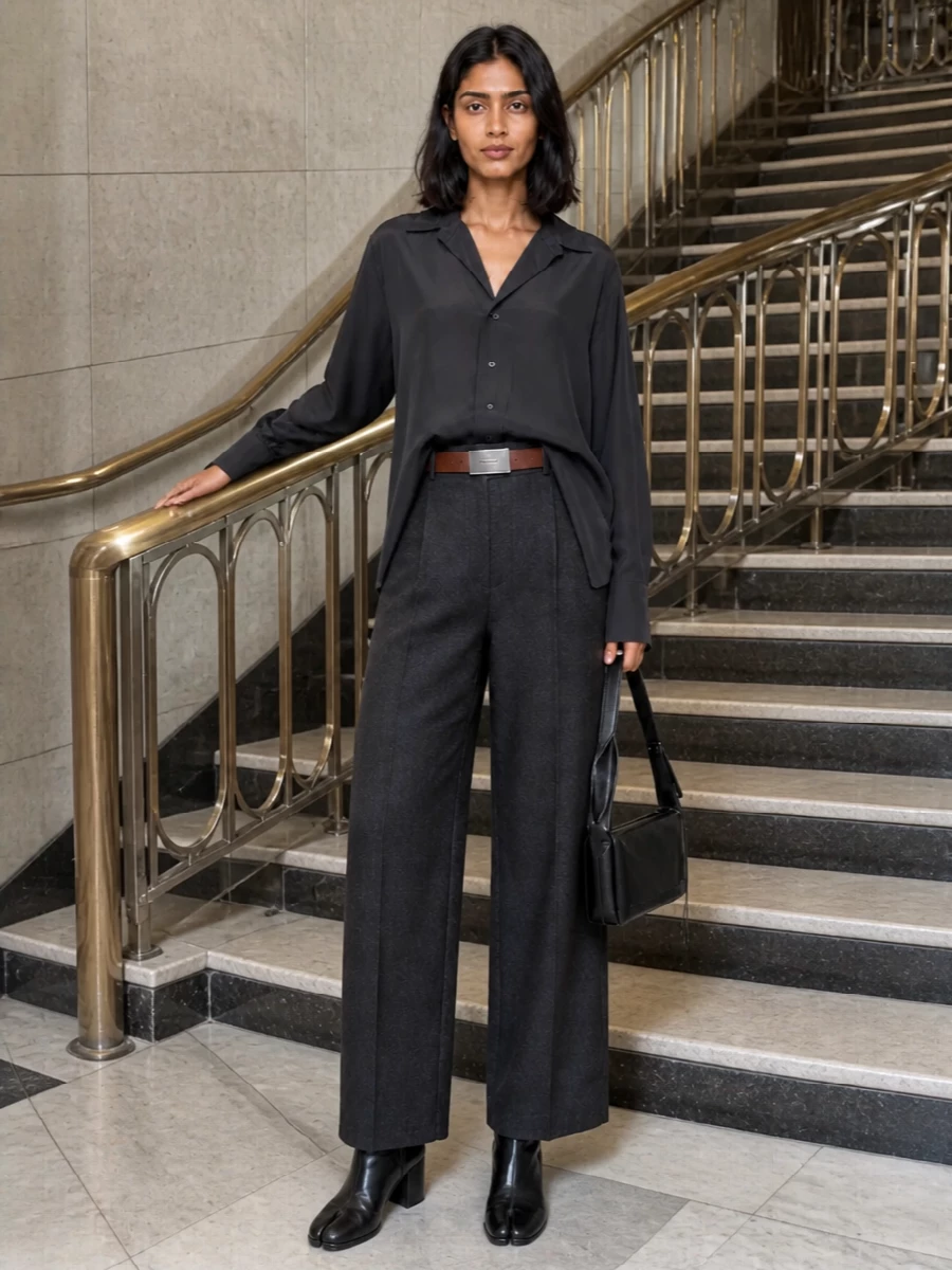 Maison margiela charcoal wide leg trousers shirt