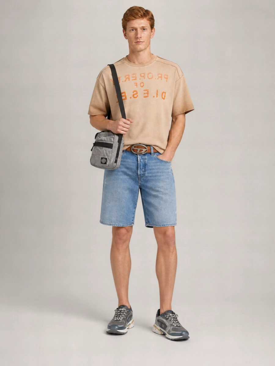 Diesel Denim Distressed Knee-Length Chino Shorts