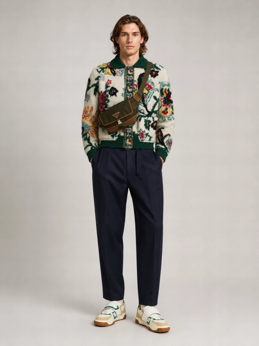 Sacai Embroidered Wool Cardigan