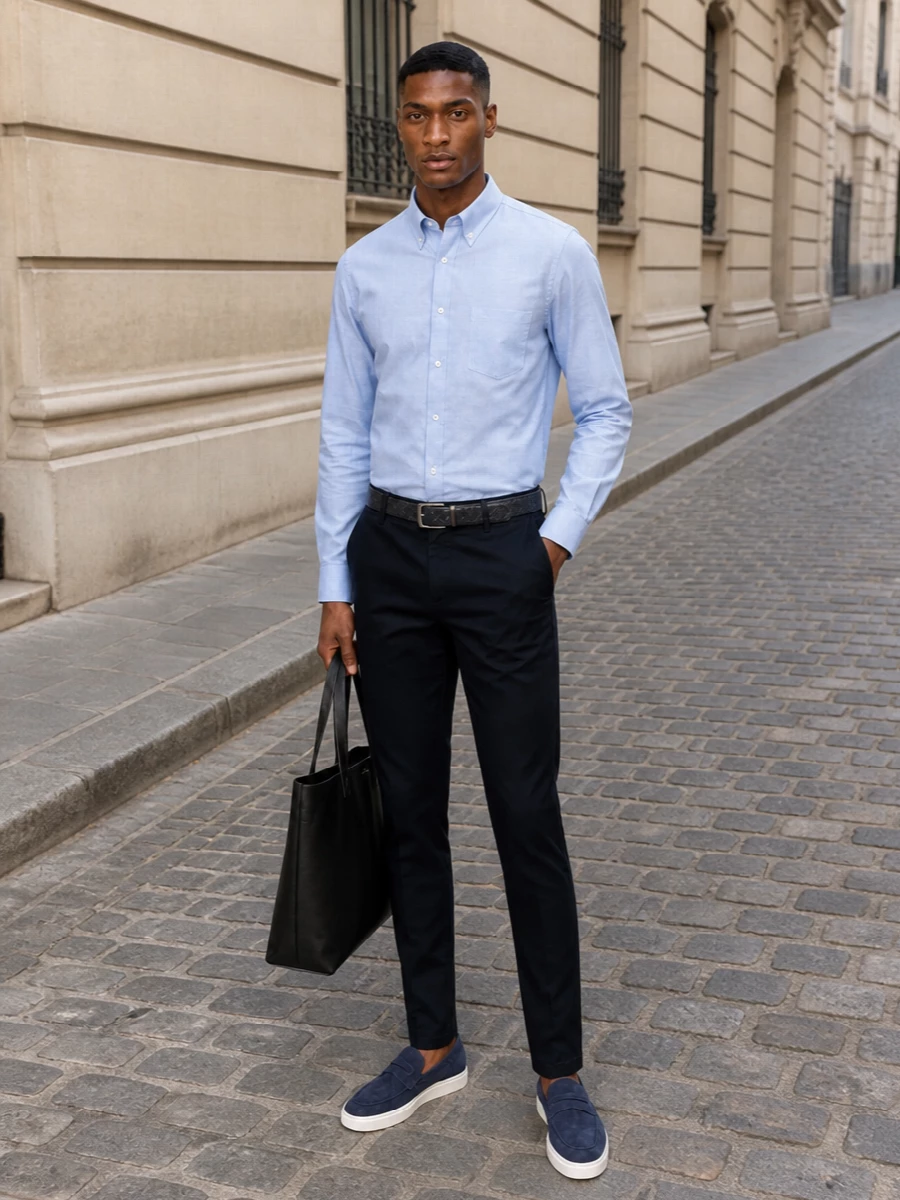 Apc shirt navy chinos tods loafers