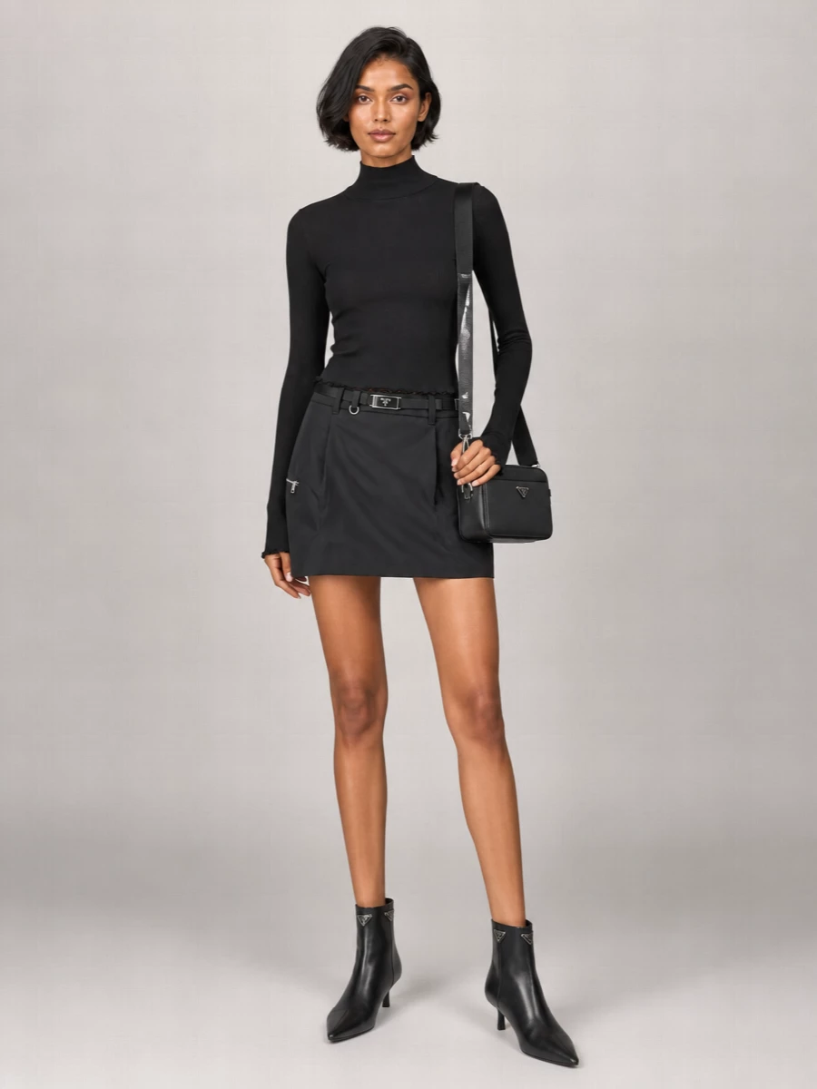 Prada Recycled Nylon Mini A-Line Skirt