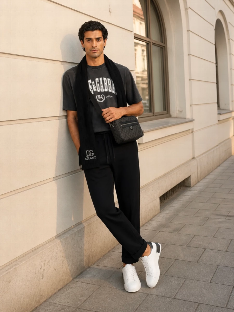 Dolce gabbana charcoal tee black joggers sneakers