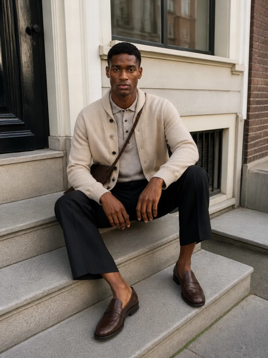 Jacquemus cardigan black cropped trousers outfit