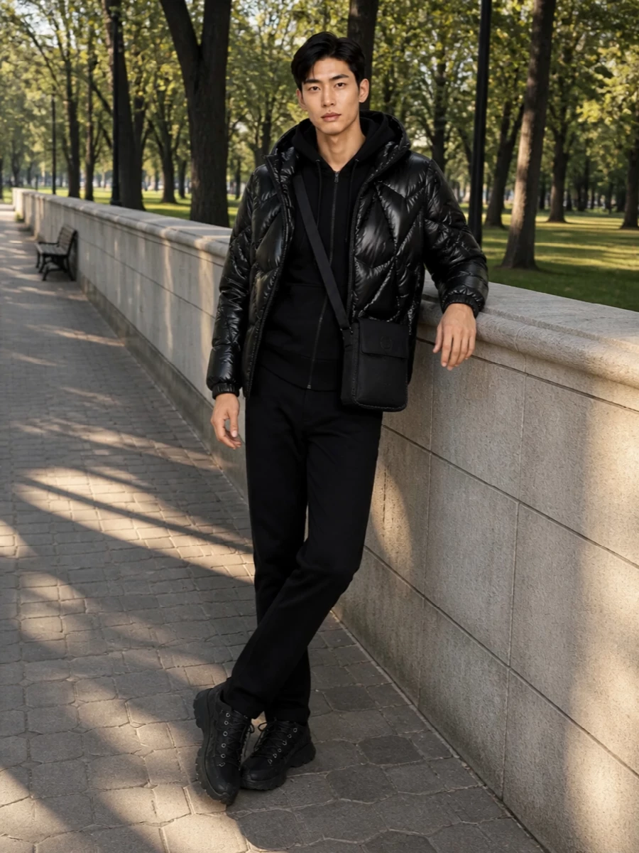 Moose knuckles puffer moncler black jeans sneakers