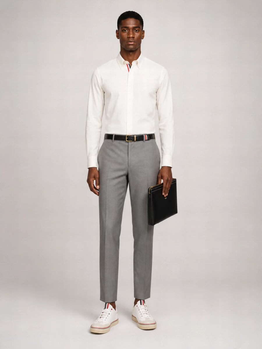 Thom Browne Leather Low-Top Sneakers