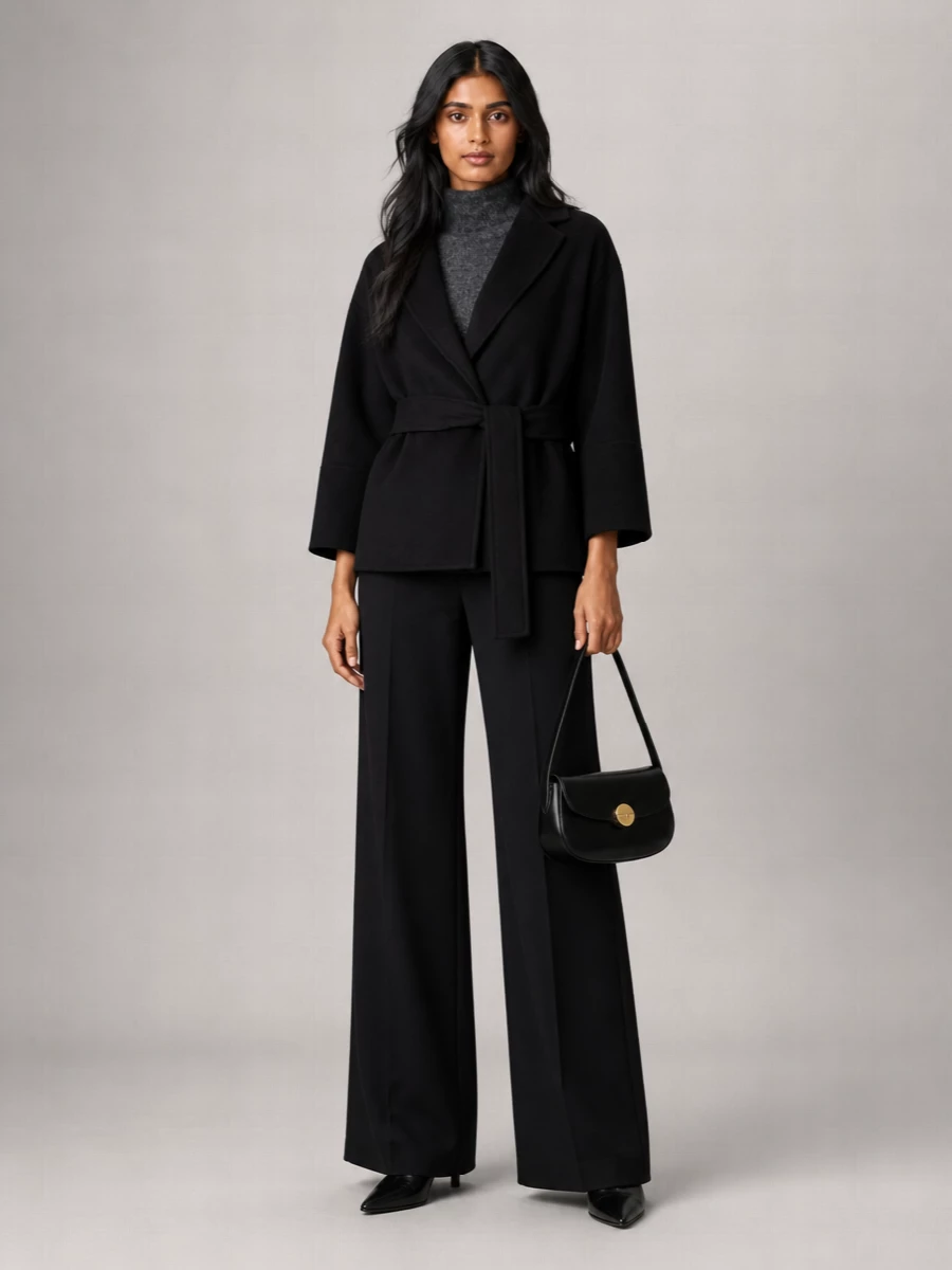 S Max Mara Virgin Wool Belted Short Coat