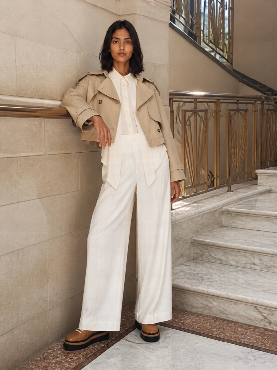 Stella mccartney trench ivory wide leg trousers