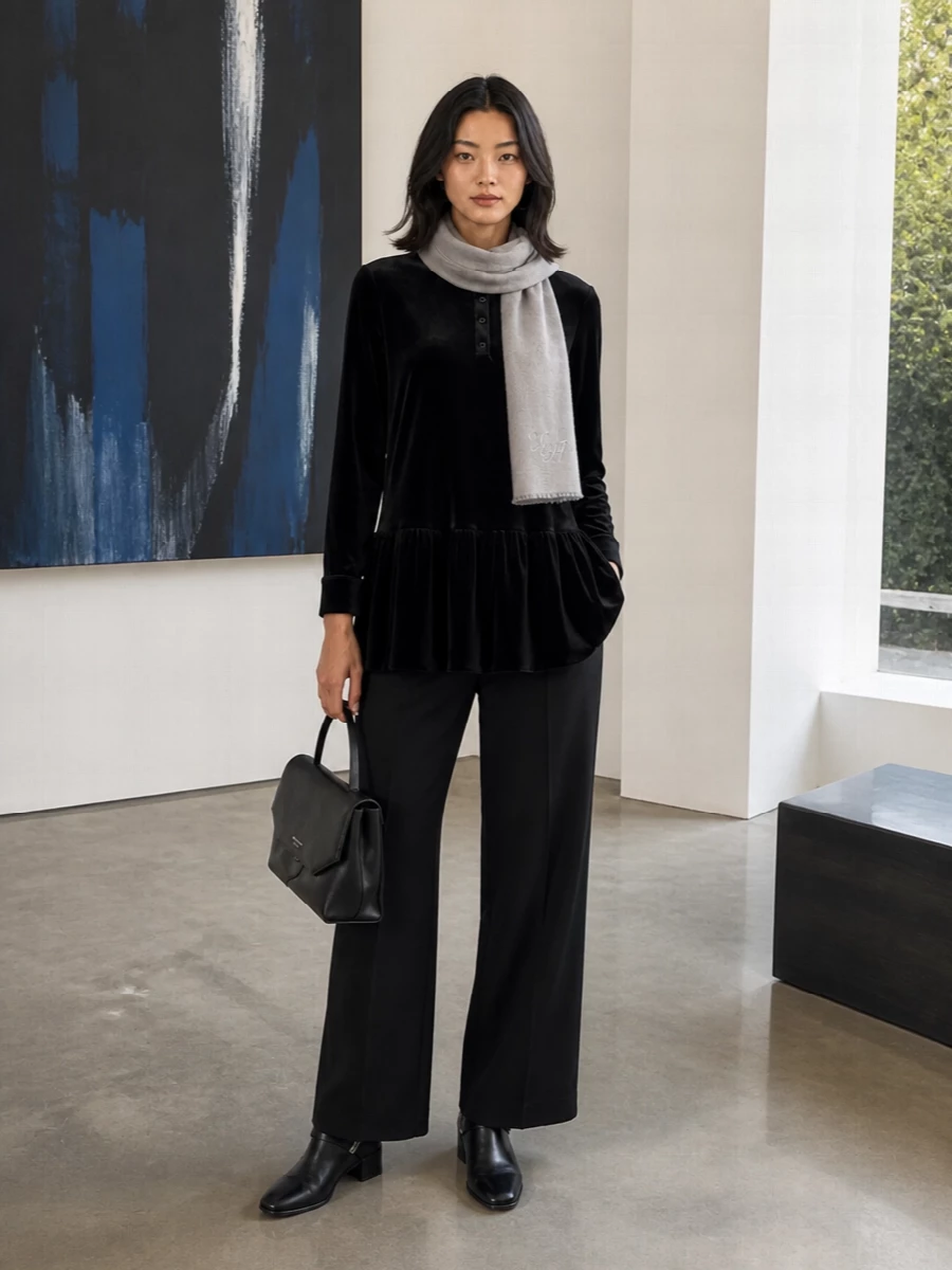 Emporio armani black tunic wide leg trousers