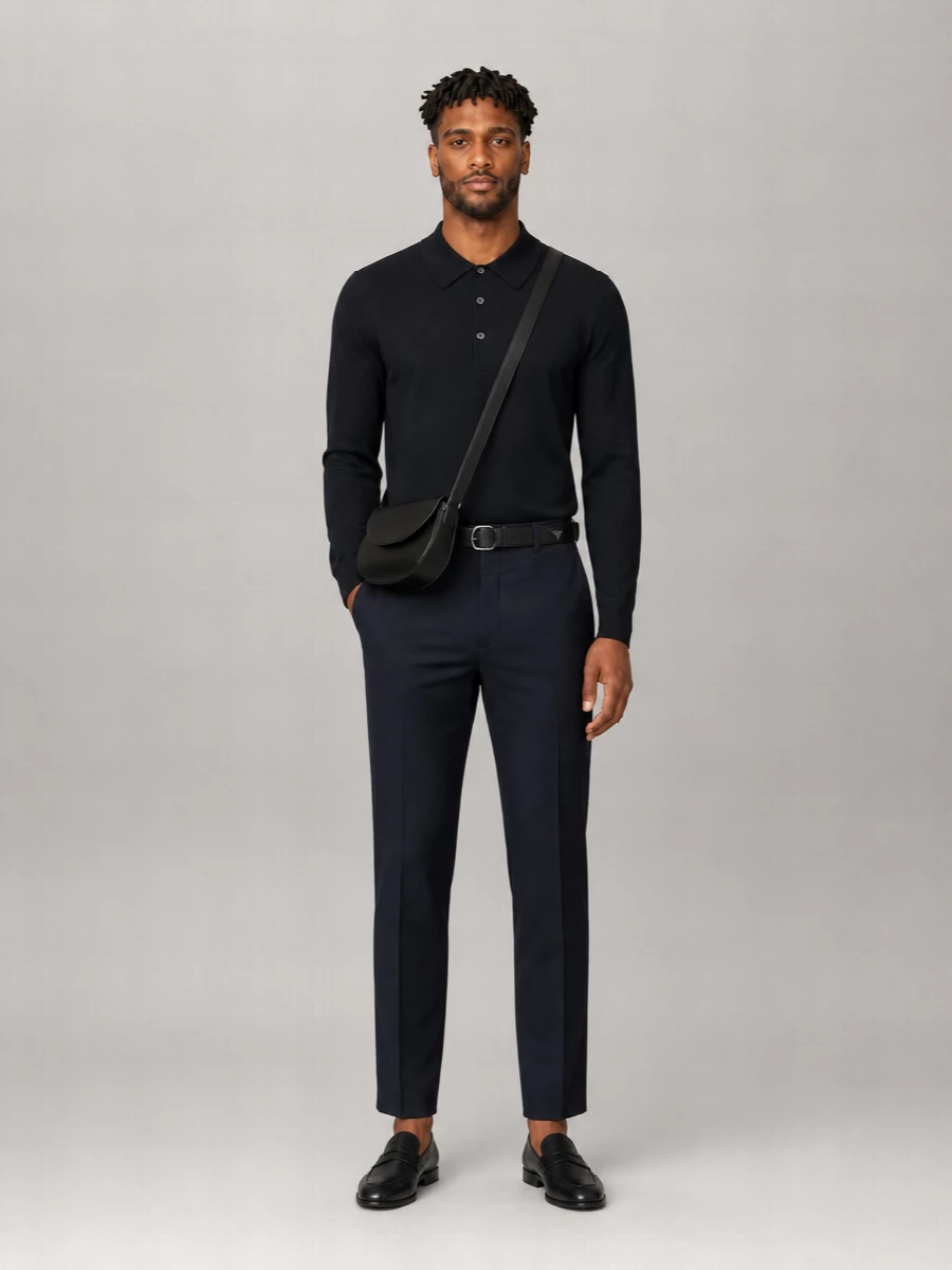 John Smedley Fine-Knit Cotton Long-Sleeve Polo Shirt