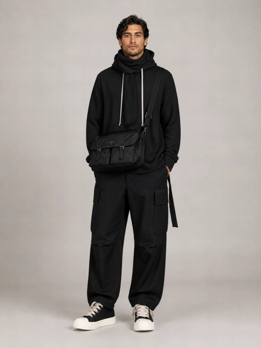 Darkpark Virgin Wool Cargo Wide-Leg Trousers